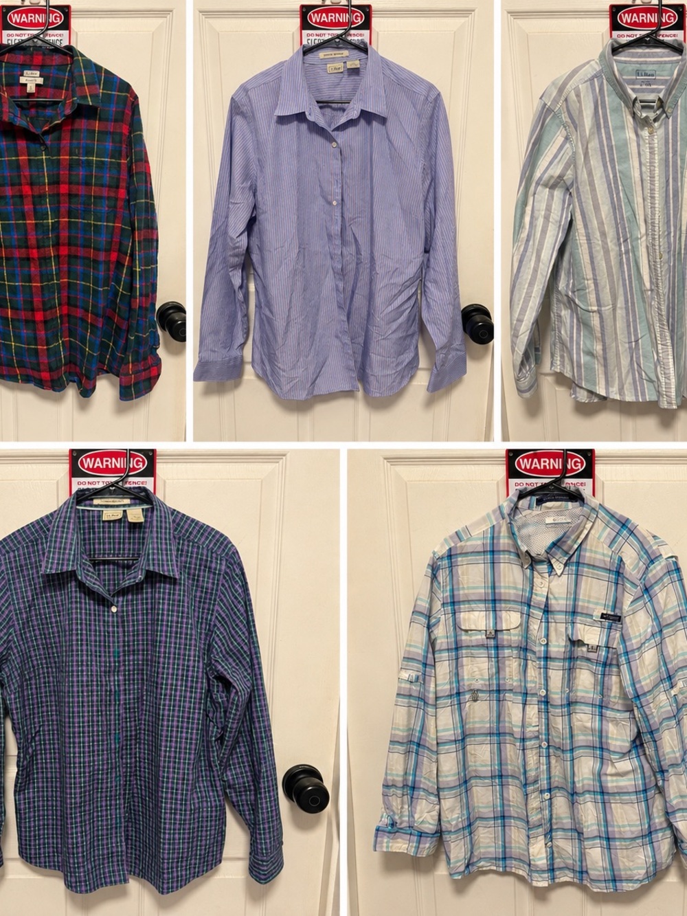 L.L. Bean Button-Down Shirt Set – Blue, Green, Red Plaids & Stripes